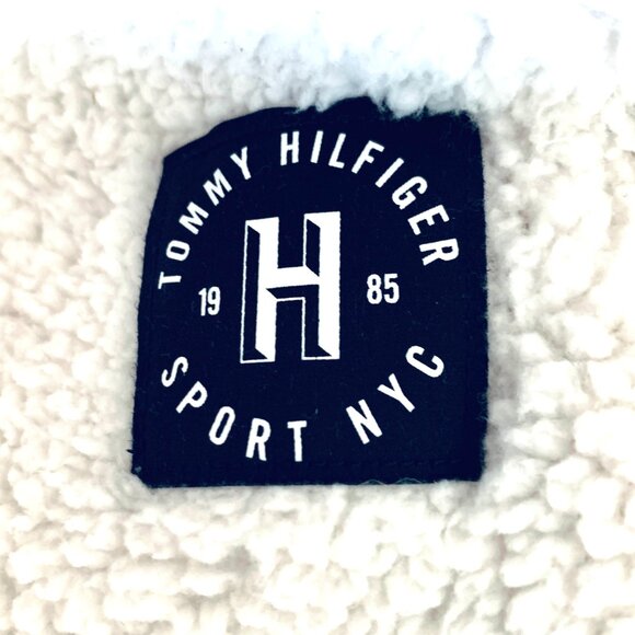 Tommy Hilfiger Sherpa Hoodie Teddy Bear Fleece Pullover w/ Sleeve Logo – Size M - Picture 2 of 9